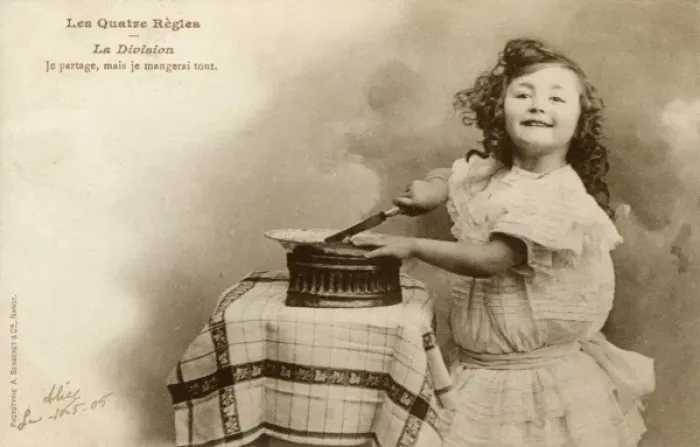 Framed Print : Young French girl practising her division Framed Print : Young French girl practising her division