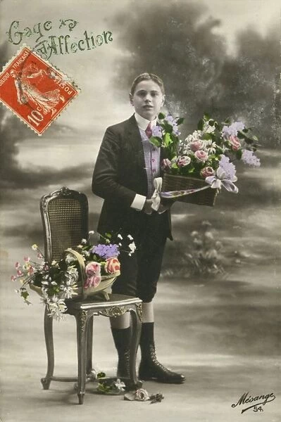 Young Frenchman saying it with flowers