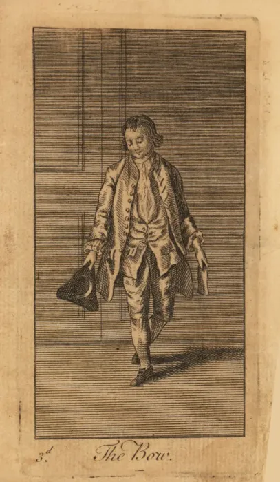 Framed Print : Young gentleman bowing with his hat in his