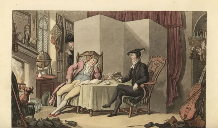 Framed Print : Young gentleman in his rooms at university Framed Print : Young gentleman in his rooms at university