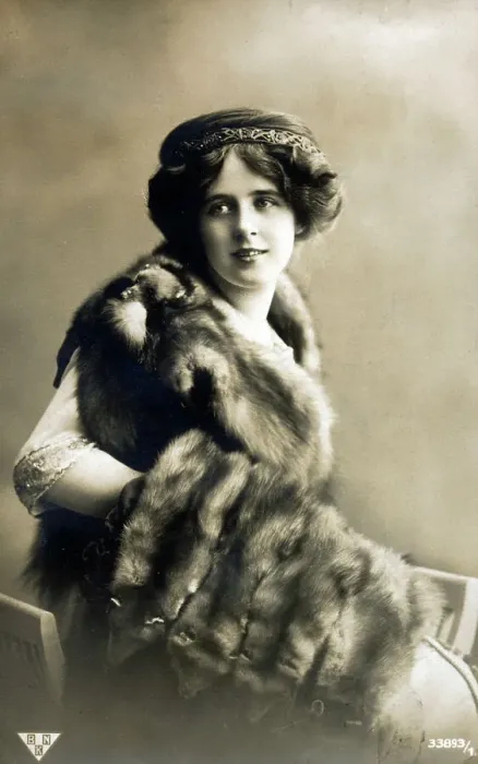 Framed Print : Young German beauty, with fox fur stole Framed Print : Young German beauty, with fox fur stole