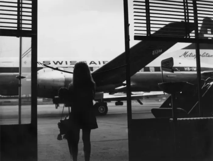 Framed Print : Young girl at an airport Framed Print : Young girl at an airport