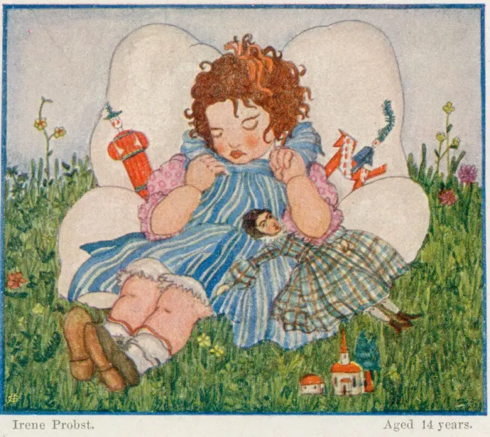 Framed Print : Young girl asleep surrounded by her toys by Irene Probst Framed Print : Young girl asleep surrounded by her toys by Irene Probst