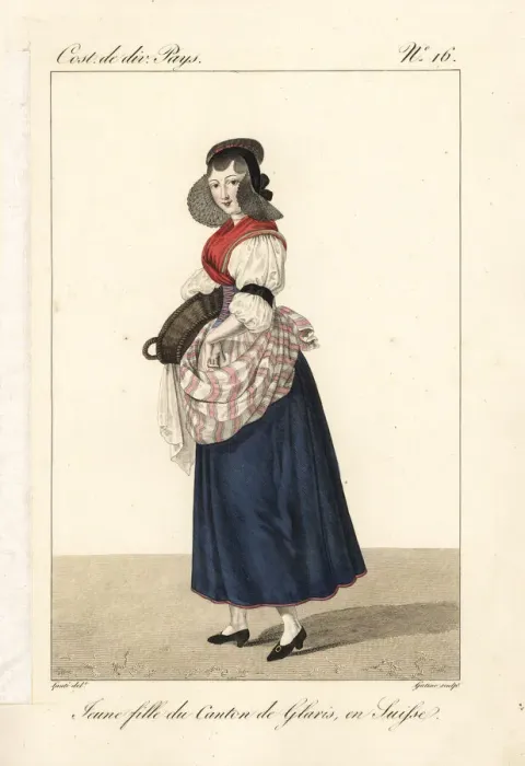 Framed Print : Young girl of the Canton of Glarus, Switzerland Framed Print : Young girl of the Canton of Glarus, Switzerland