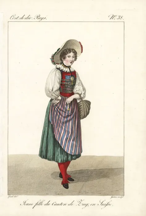 Framed Print : Young girl of the Canton of Zug, Switzerland, 19th century Framed Print : Young girl of the Canton of Zug, Switzerland, 19th century