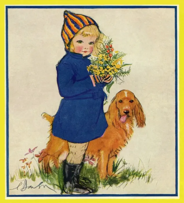 Framed Print : Young girl and her dog Framed Print : Young girl and her dog