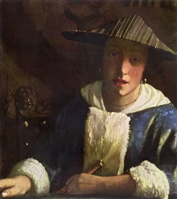 Framed Print : Young Girl with a Flute by Jan Vermeer Framed Print : Young Girl with a Flute by Jan Vermeer