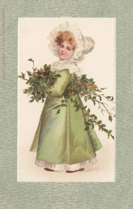 Framed Print : Young Girl with Holly Framed Print : Young Girl with Holly