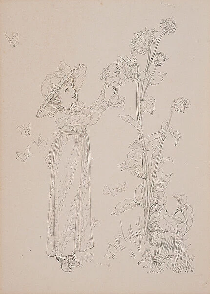 Young Girl with Kitten book illustration