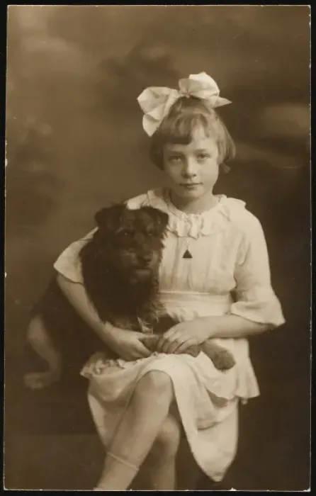 Framed Print : Young Girl and Pet Dog Framed Print : Young Girl and Pet Dog