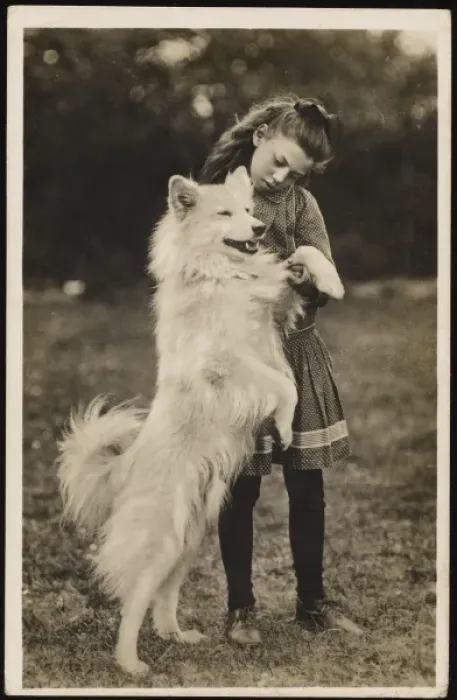 Framed Print : Young Girl and Pet Dog Framed Print : Young Girl and Pet Dog