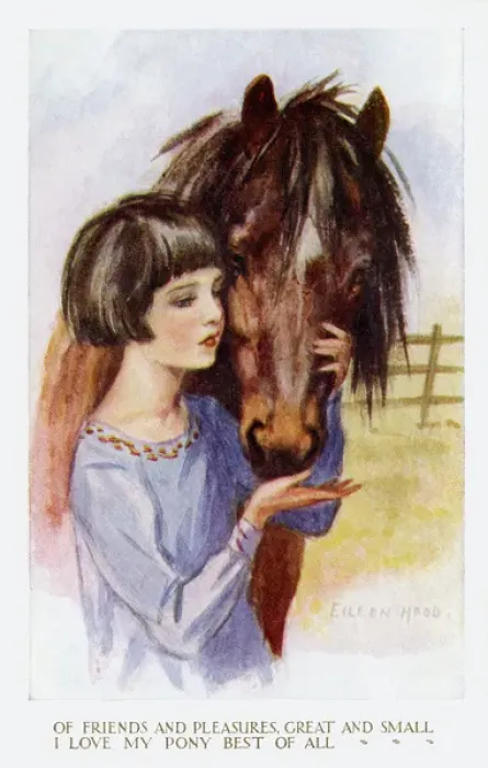 Framed Print : Young girl petting pony Framed Print : Young girl petting pony