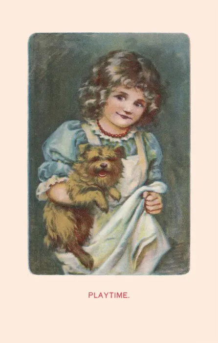 Framed Print : Young Girl and Her Puppy Framed Print : Young Girl and Her Puppy
