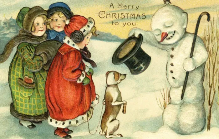 Framed Print : Young girls & a snowman Framed Print : Young girls & a snowman