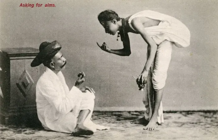 Framed Print : Young Hindu Ascetic asking for Alms - India Framed Print : Young Hindu Ascetic asking for Alms - India
