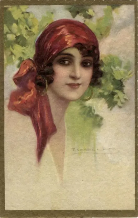 Framed Print : Young Italian woman in a red headscarf Framed Print : Young Italian woman in a red headscarf