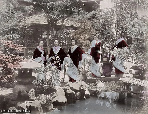 Young Japanese women with ornate kimonos