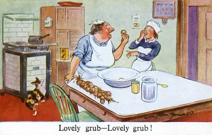 Framed Print : Young Kitchenmaid shocked by the odour of Brown Garlic Framed Print : Young Kitchenmaid shocked by the odour of Brown Garlic