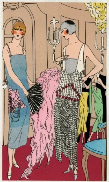 Framed Print : Two young ladies in evening dresses by Beer Framed Print : Two young ladies in evening dresses by Beer