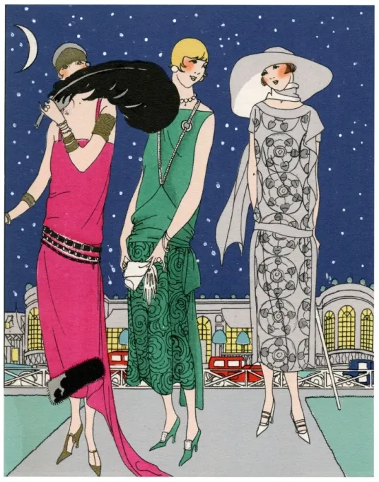 Framed Print : Three young ladies in evening outfits by Worth Framed Print : Three young ladies in evening outfits by Worth