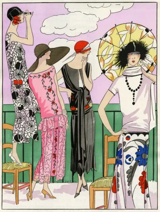 Framed Print : Four young ladies in fashionable summer outfits Framed Print : Four young ladies in fashionable summer outfits