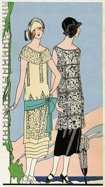 Two young ladies in outfits by Bernard