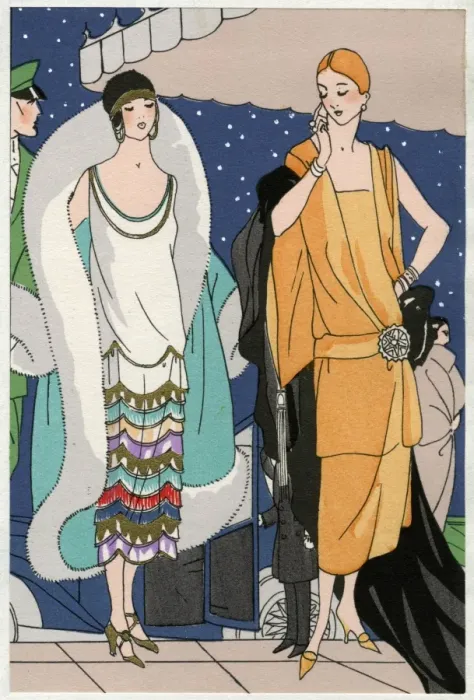 Framed Print : Two young ladies in outfits by Doeuillet and Paul Poiret Framed Print : Two young ladies in outfits by Doeuillet and Paul Poiret
