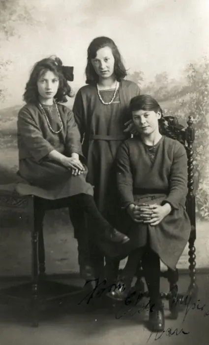 Framed Print : Three young ladies pose for a formal studio portrait Framed Print : Three young ladies pose for a formal studio portrait
