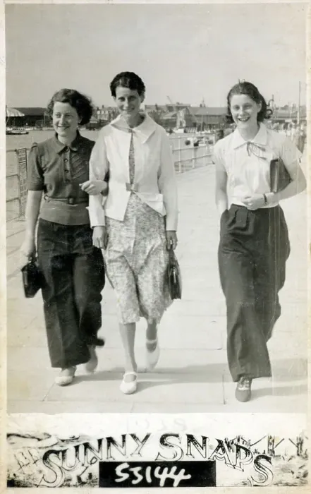 Framed Print : Three young ladies strolling along the seafront Framed Print : Three young ladies strolling along the seafront