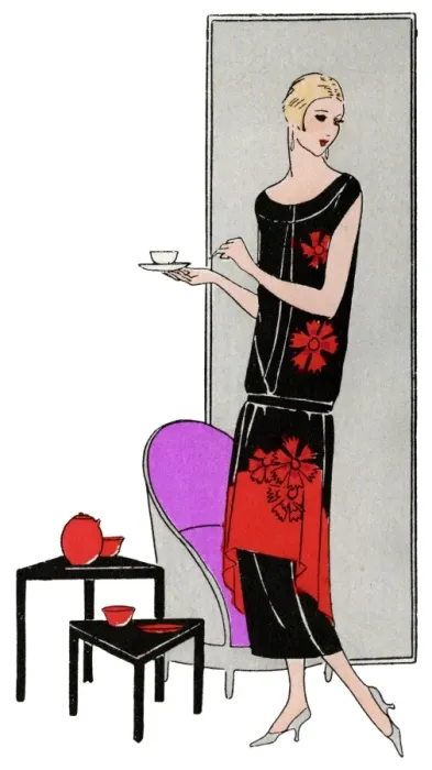 Framed Print : Young lady in black and red dress by Martial et Armand Framed Print : Young lady in black and red dress by Martial et Armand