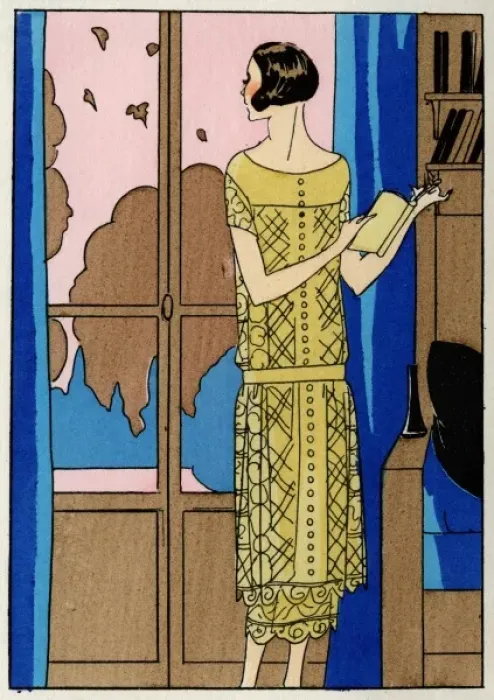 Framed Print : Young lady in day dress by Doucet Framed Print : Young lady in day dress by Doucet
