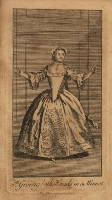 Framed Print : Young lady giving both hands in a minuet, 18th century Framed Print : Young lady giving both hands in a minuet, 18th century