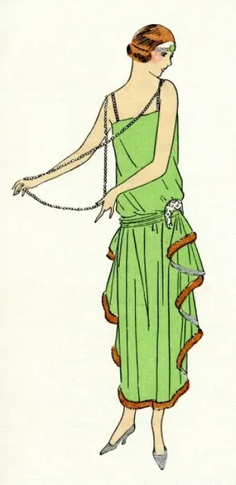 Framed Print : Young lady in green theatre dress by Beer