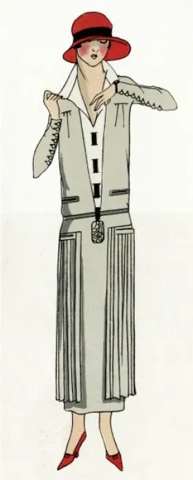 Framed Print : Young lady in grey suit by Jean Patou Framed Print : Young lady in grey suit by Jean Patou