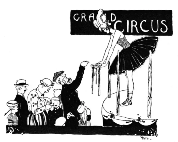 Framed Print : Young lady taking money from audience at the grand circus Framed Print : Young lady taking money from audience at the grand circus