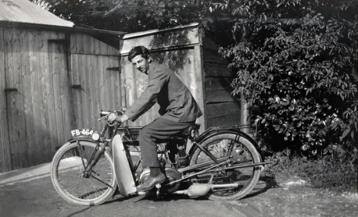Framed Print : Young man on a 1923 New Imperial motorcycle Framed Print : Young man on a 1923 New Imperial motorcycle