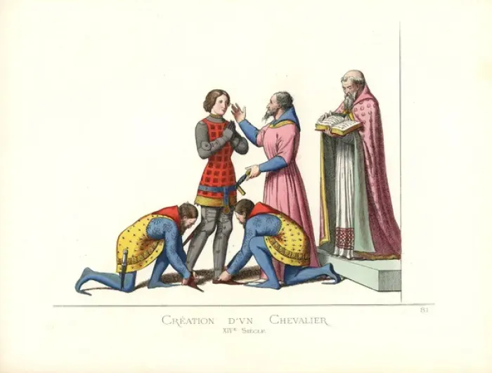 Framed Print : A young man receiving a knighthood, 14th century Framed Print : A young man receiving a knighthood, 14th century