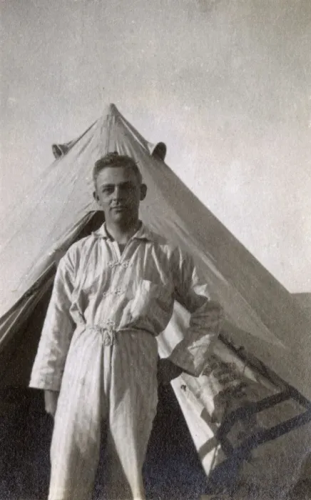 Framed Print : Young man of Royal Fusiliers in pyjamas, WW1 Framed Print : Young man of Royal Fusiliers in pyjamas, WW1