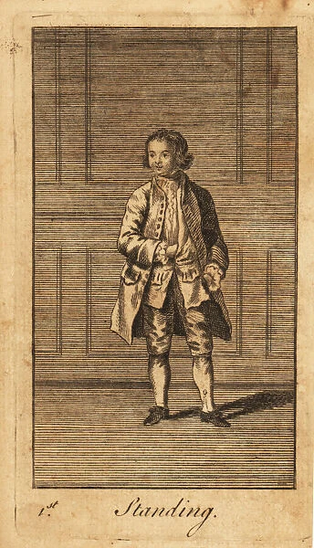 Young man standing in a panelled room, 18th century