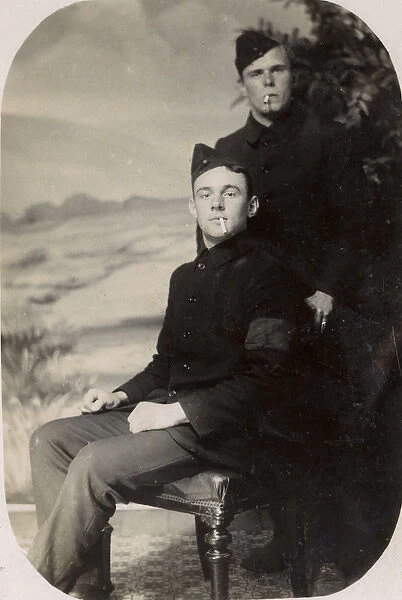 Two young men in military uniform, WW1