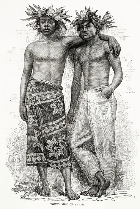 Framed Print : Two young men of Tahiti Date: circa 1875 Framed Print : Two young men of Tahiti Date: circa 1875
