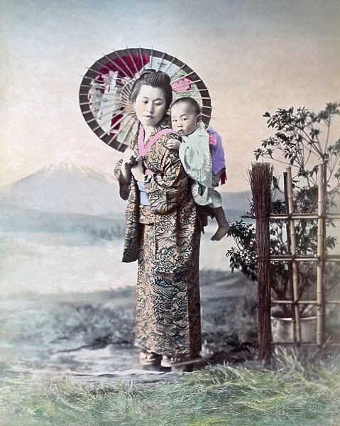 Young nurse and baby, Japan circa 1880s