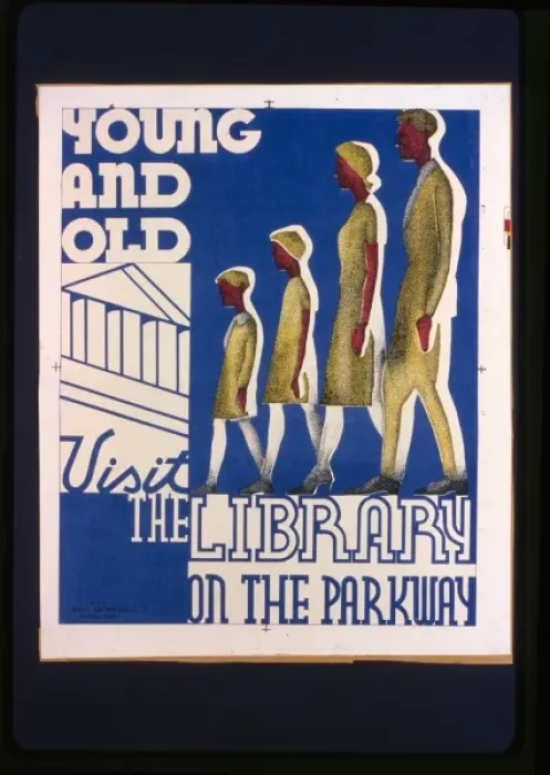 Framed Print : Young and old visit the library on the parkway Framed Print : Young and old visit the library on the parkway