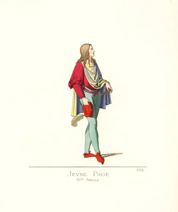 Framed Print : Young page boy, 15th century Framed Print : Young page boy, 15th century
