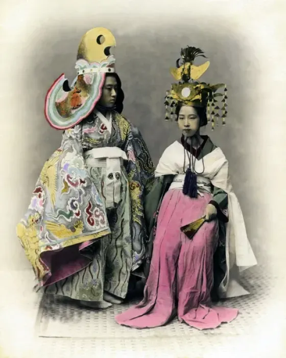 Framed Print : Young people in ceremonial robes, Japan Framed Print : Young people in ceremonial robes, Japan