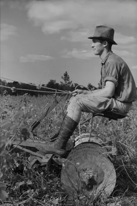 Framed Print : Young resettlement farmer with harrow, Grady County, Georgia Framed Print : Young resettlement farmer with harrow, Grady County, Georgia