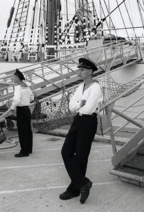 Framed Print : Two young Russian sailors on the deck of a ship Framed Print : Two young Russian sailors on the deck of a ship