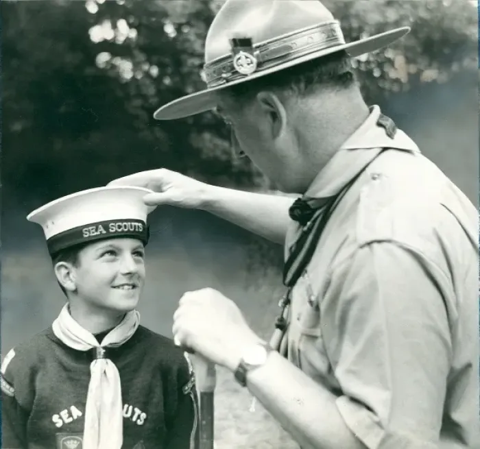 Framed Print : Young Sea Scout with scouting leader Framed Print : Young Sea Scout with scouting leader