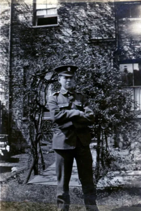 Framed Print : Young soldier in a garden, WW1 Framed Print : Young soldier in a garden, WW1