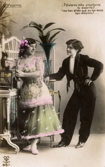 Framed Print : Young Spanish couple -- El Pajarito (the little bird) Framed Print : Young Spanish couple -- El Pajarito (the little bird)